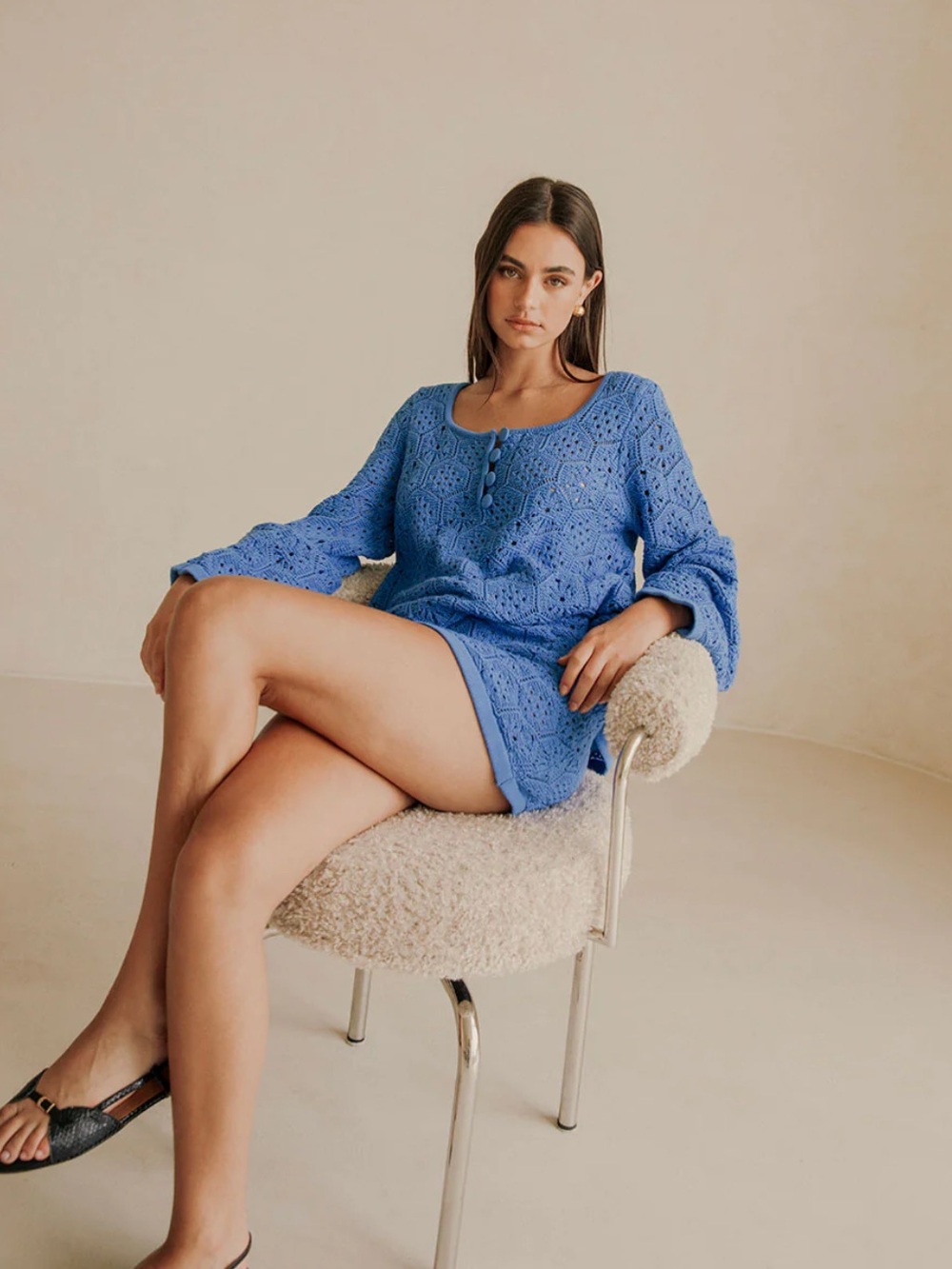 NWT • Sabo blue crochet set (XS top, small skirt)